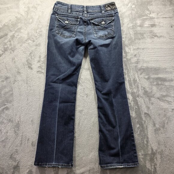 Silver Jeans Womens Size 31x32 Dark Wash Suki Surplus Bootcut Flap PocketCowgirl - Picture 1 of 12